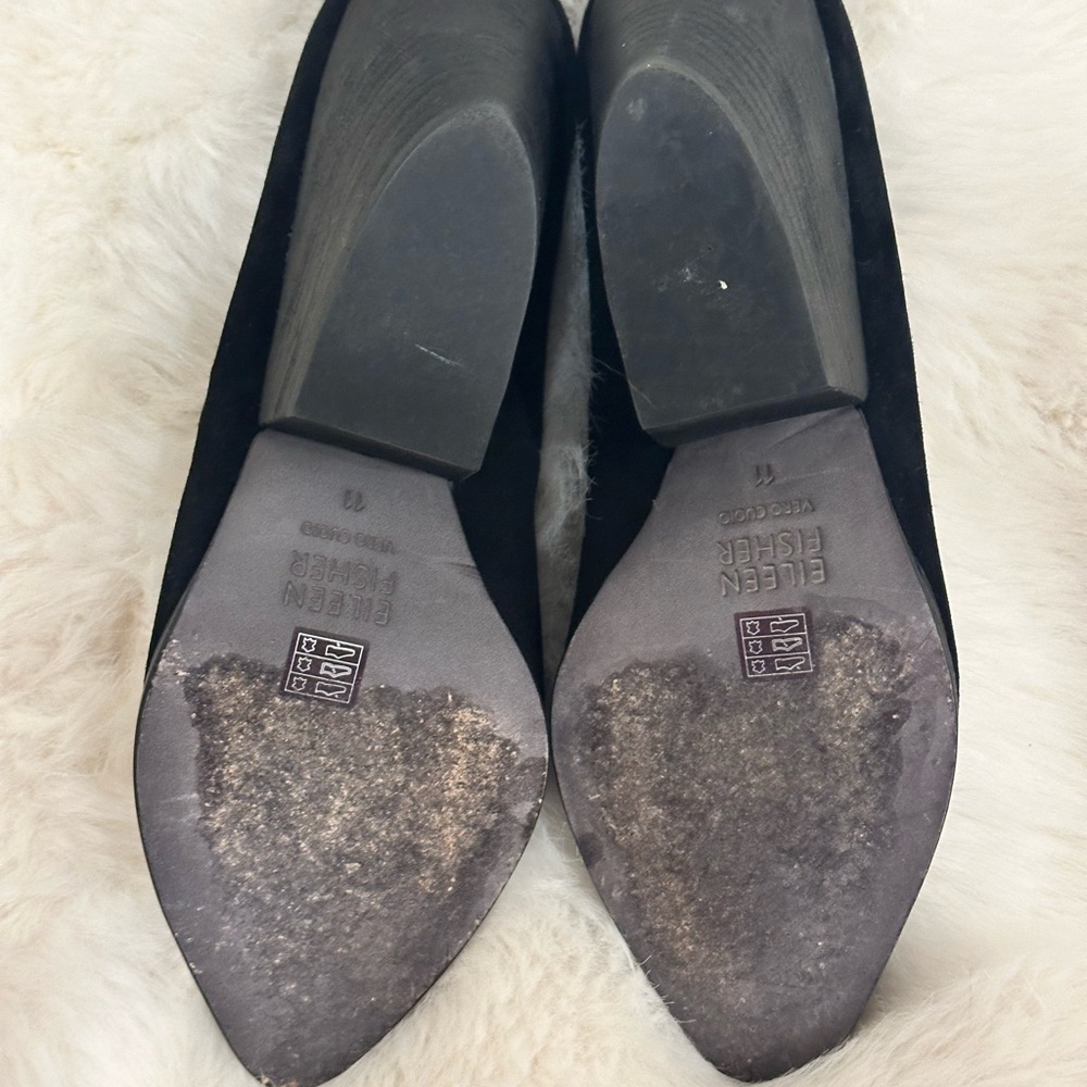 Eileen Fisher Black Hawk Suede Heels Pump Size 11 EUC - Picture 6 of 8